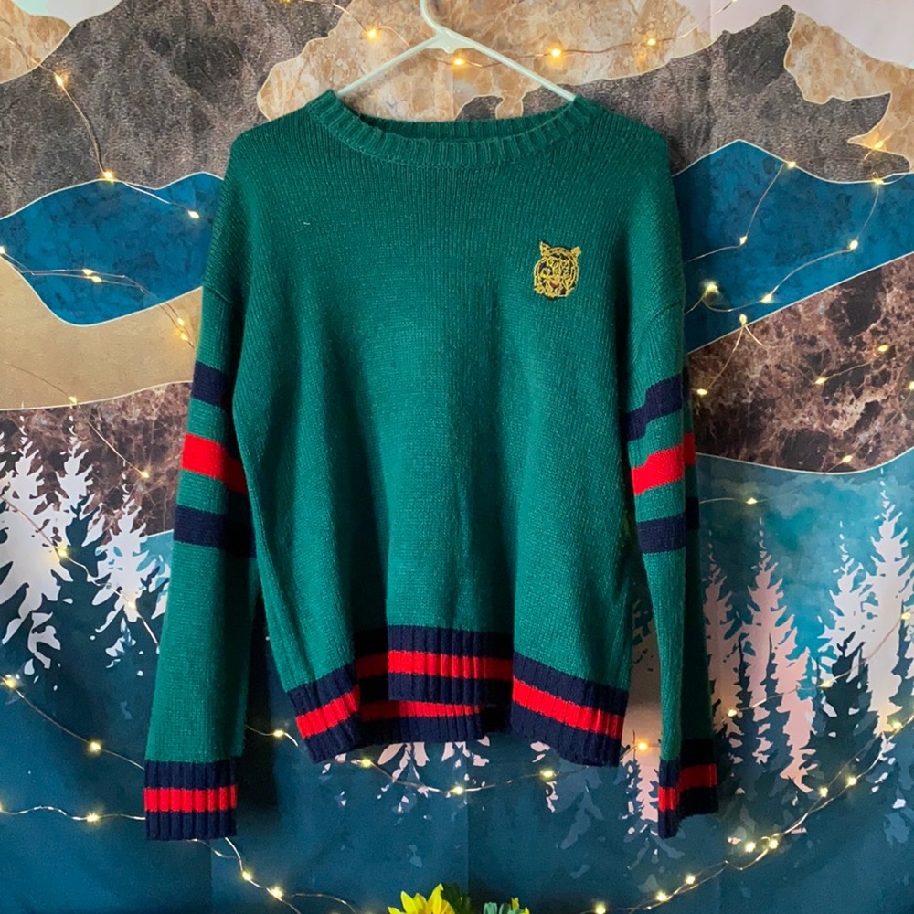 Green Tiger Embroidered Sweater